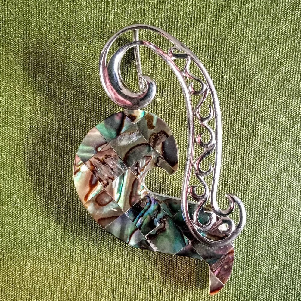 Handcrafted Abalone Shell & Silver Pendant - image 3